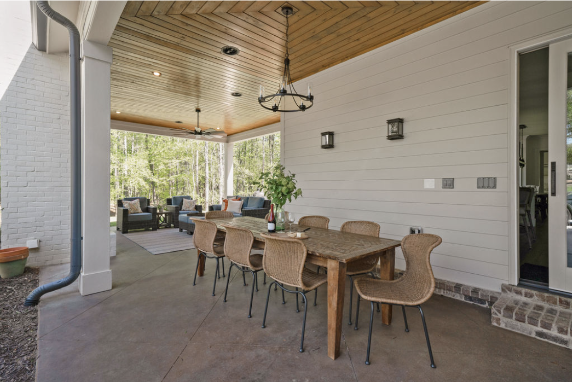 Outdoor Living Design in North Georgia custom built home with outdoor covered patio space